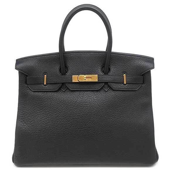 Hermes Handbags - Hermes Handbag Birkin 35 Fjord Black Gold Hardware Black □H Engraved [storage